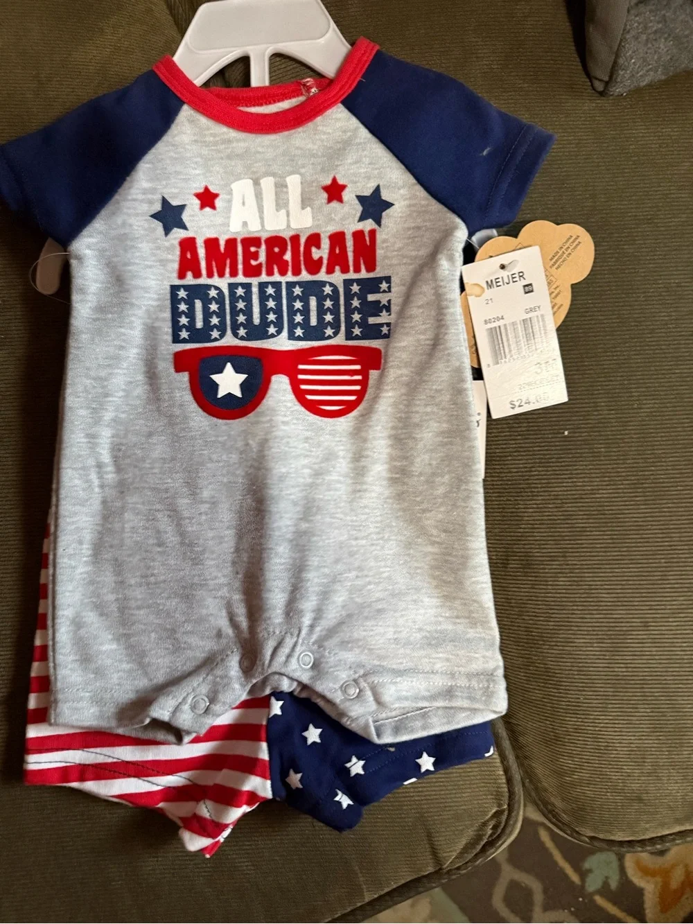 All American Dude Baby Romper - Red, White & Blue